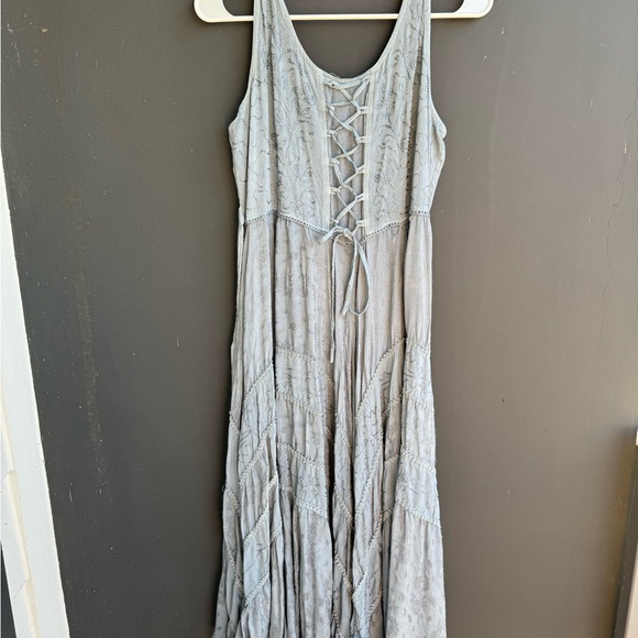 Scully Dresses & Skirts - Scully Ash Gray Lace-Up Maxi Dress